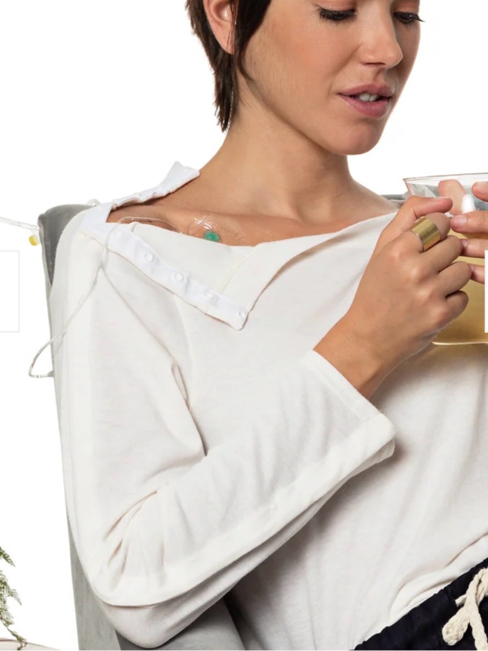 Charcoal Post Surgery Shirts for Women - Long Sleeve - Picture 5 of 6